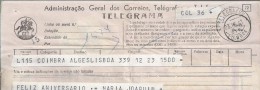 Telegram Mod.72. Obliteration Of Telegrafos 23/10/1961 Coimbra.Excellent Condition.Sent From Algés, Lisbon. 2 Scans - Brieven En Documenten