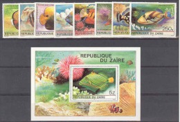 Zaire - 1041/1048 + Bloc 45 (BL45) - Poissons - 1980 - MNH - Unused Stamps