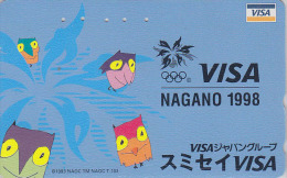 TC JAPON / 110-016 - Animal Oiseau  HIBOU Jeux Olympiques NAGANO / VISA - OWL Bird OLYMPIC GAMES JAPAN Phonecard - EULE - Olympische Spiele