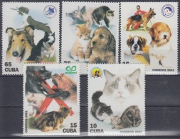 2001.32- * CUBA 2001. MNH. PROTECCION ANIMAL. GATOS. PERROS. CAT. DOG. COMPLETE SET. - Neufs
