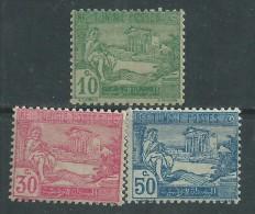 Tunisie  N° 76 / 78  X Ruines Du Capitole Du Dougga, Les 3 Valeurs Trace De  Charnière Sinon TB - Unused Stamps