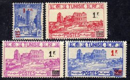 Tunisie N° 223 / 26  X  Timbres Surchargés.  La Série Des 4 Valeurs Trace De Charnière Sinon TB - Unused Stamps