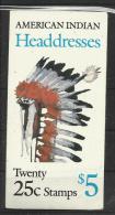 Carnet Booklet Markenheftchen Etats Unis USA 1909 Indiens Coiffes - 3. 1981-...