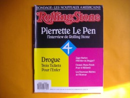ROLLING STONE  -  N° 4  -  Avril/ Mai 1988 -  DROGUE  - 3 Tickets Pour L'enfer  -  Marley  -  P. Le Pen - Musik