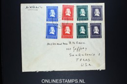 Netherlands: Airmail Cover Leiden To San Antonio Texas USA 1952 NVPH 578 - 581 Twice - Storia Postale