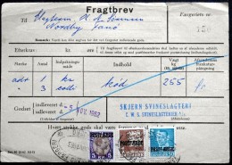 Denmark  1963 Postfærge Minr.24, 38, 34 I  Fragtbrev Freight Letter To NORDBY Fanø ( Lot 2791 ) - Pacchi Postali