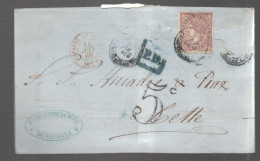 ESPAGNE 1869 N° 97 Obl. S/Lettre Taxée Pour La France - Lettres & Documents