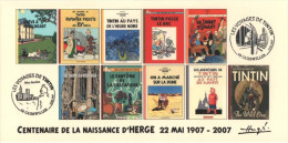 FRANCE 2007 N°69 Albums Fictifs + 2 Cachets Premier Jour FDC TINTIN KUIFJE TIM HERGE GUEBWILLER - Hergé