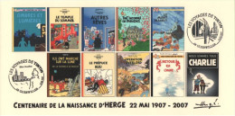 FRANCE 2007 N°70 Albums Fictifs + 2 Cachets Premier Jour FDC TINTIN KUIFJE TIM HERGE GUEBWILLER - Hergé