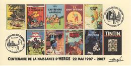 FRANCE 2007 N°71 Albums Fictifs + 2 Cachets Premier Jour FDC TINTIN KUIFJE TIM HERGE GUEBWILLER - Hergé