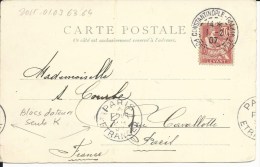 Constantinople-galata Poste Franc..se" 1907  En Arrivée Paris Etranger Bloc Dateur Seul Type Krag - Sonstige & Ohne Zuordnung
