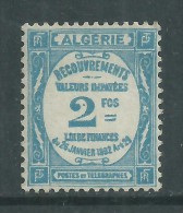 Algérie Taxe N ° 20  X  2 F. Bleu Clair,   Trace De Charnière Sinon TB - Portomarken