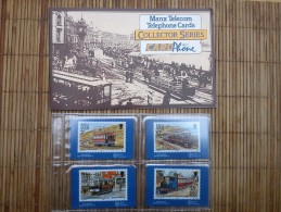 Set4 Cards Railways Isle  Of Man (Mint,New) With Folder Rare - Isola Di Man