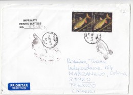 1337FM- FISH, STAMPS ON COVER, 2010, ROMANIA - Brieven En Documenten