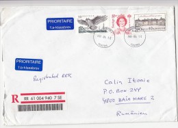 1364FM- PALACE, QUEEN SILVIA, OWL, STAMP ON REGISTERED COVER, 2002, SWEDEN - Cartas & Documentos