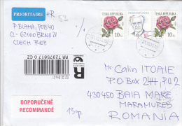 14658- ROSE, PERSONALITY, VIRGO, CYCLAMEN, STAMPS ON COVER, 2011, CZECH REPUBLIC - Covers & Documents