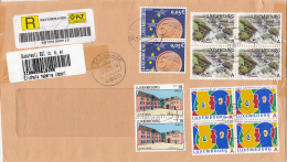 1383FM- EURO COINS, RIVER, LANGUAGES YEAR, ARCHITECTURE, STAMPS ON REGISTERED COVER, 2011, LUXEMBOURG - Covers & Documents