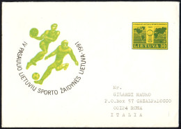 LITHUANIA 1991 - NATIONAL SPORTS GAMES - BASKETBALL / FOOTBALL - MAILED STATIONERY - Briefe U. Dokumente