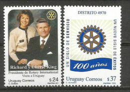 Centenaire Du Rotary International. 2 T-p Neufs ** D'URUGUAY (Richard & Cherie King.Presidents) Côte 19,00 € - Rotary, Lions Club