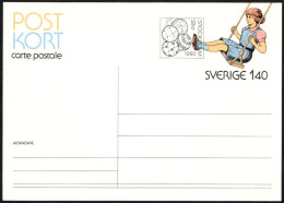 SWEDEN 1980 - MINT STATIONERY - FOOTBALL / GIRL IN SWING - Lettres & Documents