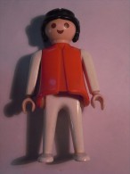 1 FIGURINE FIGURE DOLL PUPPET DUMMY TOY IMAGE POUPÉE - GIRL RED PLAYMOBIL GEOBRA 1974 - Playmobil