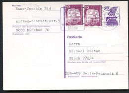BERLIN P98 Postkarte Gebraucht München - Halle-Neustadt 1977 - Postkaarten - Gebruikt