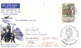 (7777 PH) Australia FDC Cover - 1977 - 60 Years First Sth Aust Airmail - Gawler To Adelaide (forwarded To New Address) - Portomarken