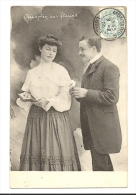 Cp, Couple, Acceptez Ces Fleurs, Voyagée 1905 - Paare