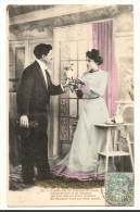 Cp, Couple, 3 - Il Présente Un Bouquet...., Voyagée 1905 - Paare