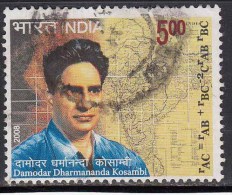 India Used 2008, Damodar Kosambi, Statistician, Mathematics, Indologist, Map, Buddhist Scholar, Buddhism (image Sample) - Used Stamps