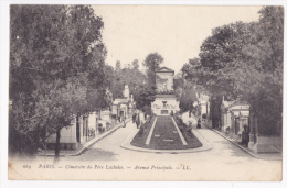 Paris - Cimetière Du Père Lachaise - Avenue Principale - Circulé 1908 - Arrondissement: 20