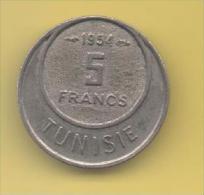 TUNEZ - PROTECTORADO FRANCES -  5 Francs 1954 KM277 - Tunisie