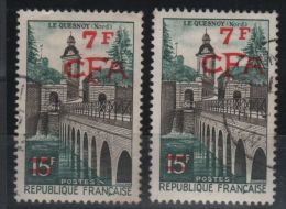 Réunion 2 Timbres N° 335 Oblitérés, Varièté Surcharge Grasse Pour Le Timbre De Gauche Avec Le Normal - Used Stamps