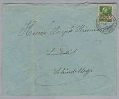 Heimat Bahnlinien Einsiedeln-Wädenswil 1922-01-07 Bahnpost Brief Nach Schindellegi - Chemins De Fer