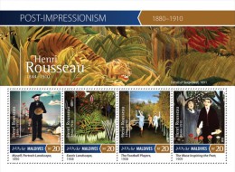 Maldives 2015, Art, Rousseau, Football, 4val In BF - Unused Stamps