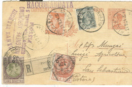 C.P. MICHETTI Cent.30+20, Mill.22, +LEONI Cent.15, IN TARIFFA C.P.DISTRETTO RACCOMANDATA,1924, MARCHE BOLLO  £.5,PISTOIA - Poststempel