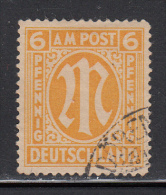 Germany A.M.G. Used Scott #3N5b Mi #13By 6pf Orange Yellow Perf 14.25 X 14.5 - Afgestempeld