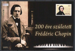 Hungary 2009. Frédéric Chopin Commemorative Sheet Special Catalogue Number: 2009/66. - Herdenkingsblaadjes
