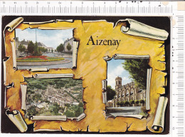 AIZENAY  -    3   Vues Sur  Fond Façon  Parchemin - Aizenay