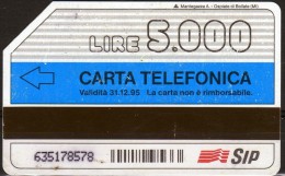 Scheda Telefonica Sip (fronte E Retro) - Otros & Sin Clasificación