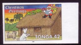 Tonga 1991 Christmas -  Imperf Plate Proof - Santa And Turtles - Tonga (1970-...)