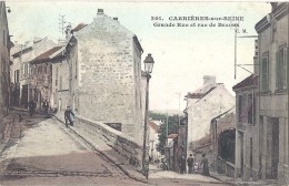 Cpa - Carrière Sur Seine - Grande Rue Et Rue De Bezons ( En L´état ) - Carrières-sur-Seine