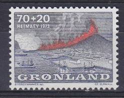 Greenland 1973 Mi. 86    70 (Ø) + 20 (Ø) Vulkanausbruch Auf Heimaey (Cz. Slania) MNH** - Unused Stamps