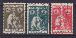 Macau 1921-22 Mi. 208 YA, 210 YA, 211 YA Ceres Perf. 15 X 14 - Gebraucht