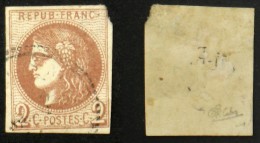 N° 40B 2c BORDEAUX B Cote 330€ Signé Calves - 1870 Emission De Bordeaux