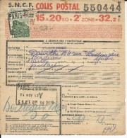 COLIS POSTAUX - 1943 - BULLETIN D'EXPEDITION De PARIS Pour BORDEAUX - Lettres & Documents