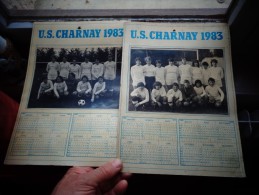 Lot De 2 : Ancien Calendrier  Cartonné  Differents 1983 U.S Charnay Les Mâcon Union Sportive - Tamaño Grande : 1981-90