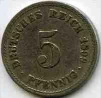 Allemagne Germany 5 Pfennig 1899 A J 12 KM 11 - 5 Pfennig