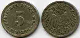 Allemagne Germany 5 Pfennig 1906 D J 12 KM 11 - 5 Pfennig