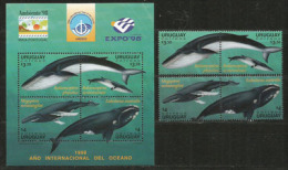 URUGUAY. Rorqual Commun,baleine De Minke,Baleine à Bosse,baleine Franche Australe. Un B-F + Série Neufs ** - Ballenas